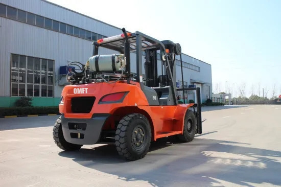 Front Overhang 590mm 6ton Gasoline Forklift with Wide-View Mast and Us GM Psi Engine