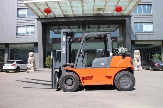 Front Overhang 590mm 6ton Gasoline Forklift with Wide-View Mast and Us GM Psi Engine