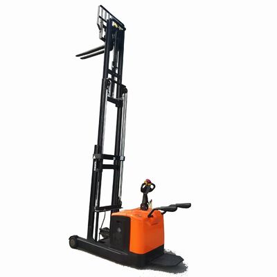 Steel PU 1.6T Stand-on Electric Reach Stacker Truck with 5.5m Mast Triplex and Free Lift