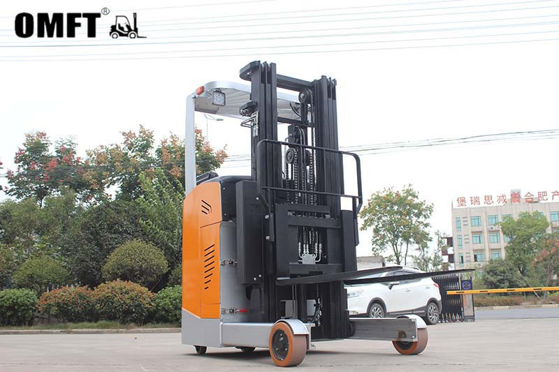 CE ISO Certified Electric Reach Truck Forklift Seated Type 1.2 Ton 2 Ton 3-Stage Mast